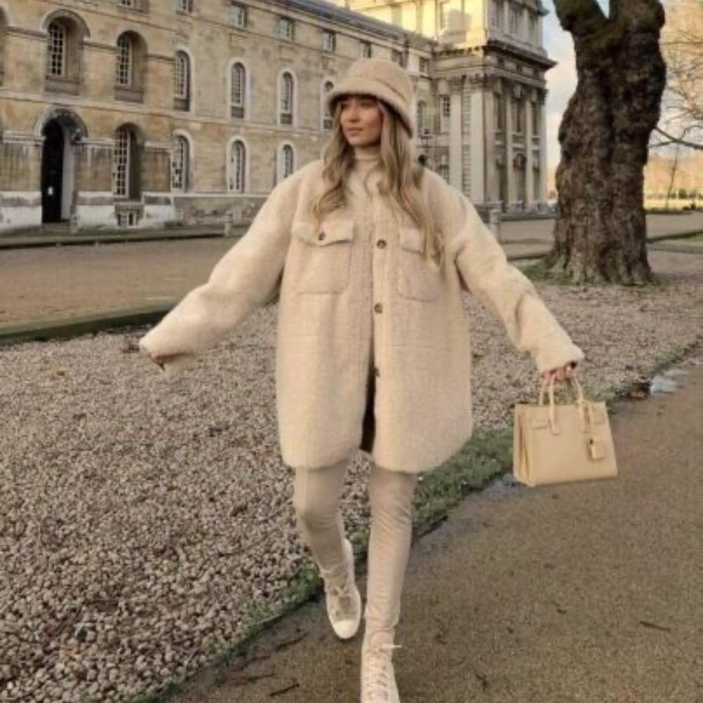 *NWT Mango Sherpa Jacket with Suede Interior